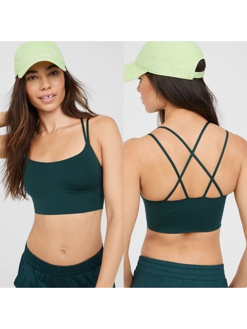 OFFLINE By Aerie Real Me Hold Up Forest Green Sports Bra